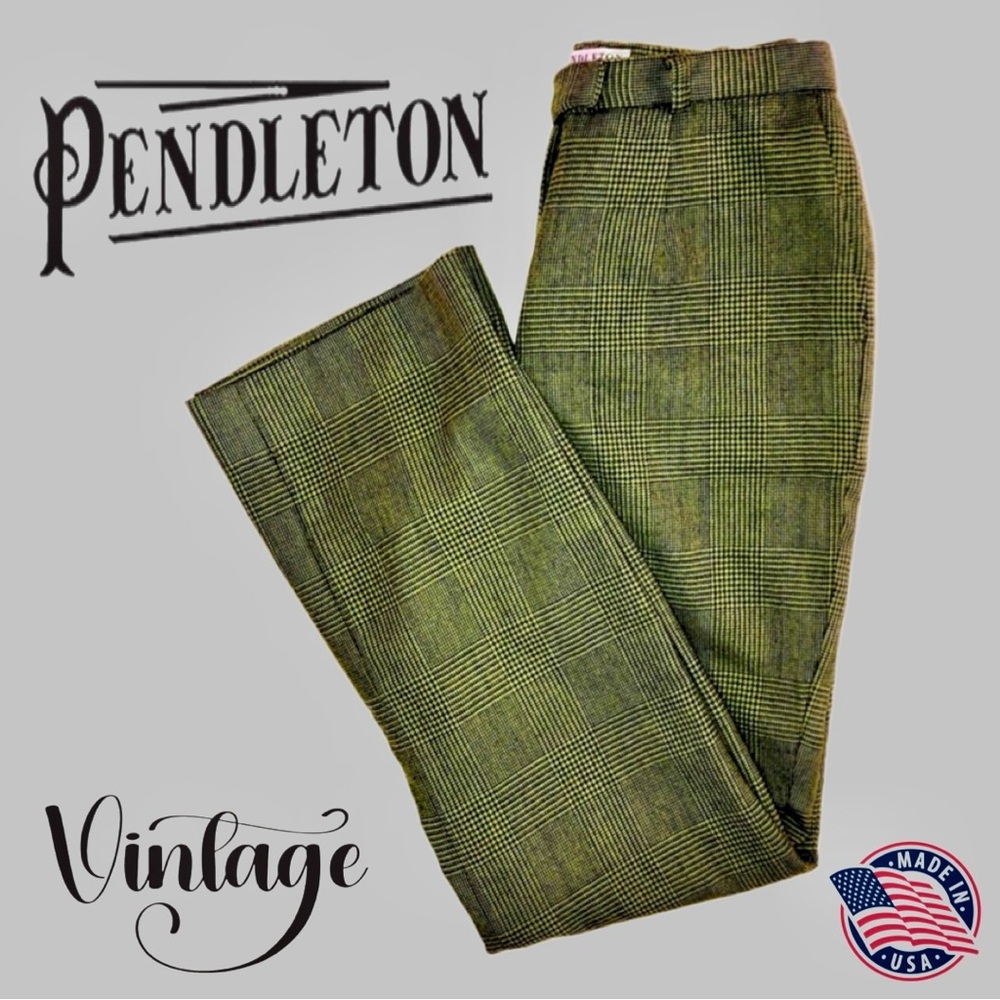 Pendleton Glen Plaid Wool Pants Green Black (2 Petite) - Picture 14 of 15